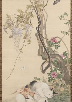 Kawabata Gyokushô (1842-1913). Peinture "Chaleur de printemps". Encre et couleurs sur soie. (1881). Paris, musée Cernuschi. © Musée Cernuschi / Roger-Viollet